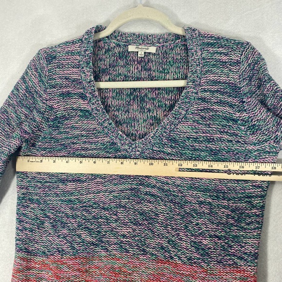 Madewell Sweater Small V-Neck Knit Colorblock Spectrum Pullover Long Sleeve - Picture 6 of 11